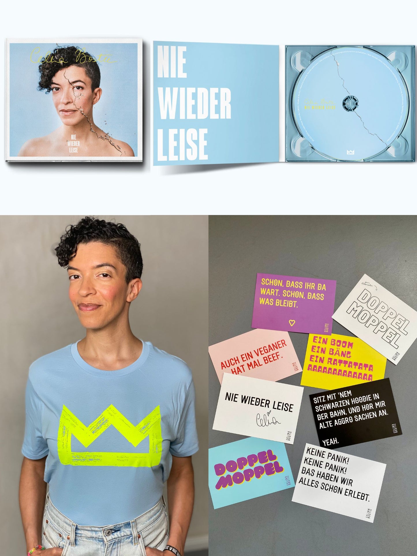 Celina Bostic - Nie wieder leise - CD / Shirt / Postkarten Bundle (signiert)